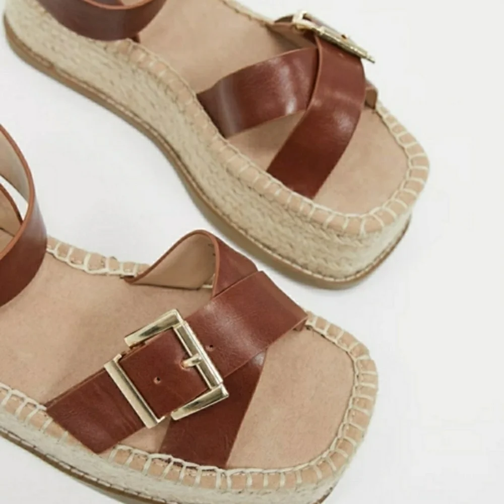 ASOS Design Tina Chunky Buckle Espadrille Shoes NEW